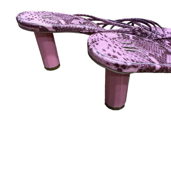 Revolve JLo Jennifer Lopez Radinka Pink Purple Snake Print Strappy Mule Sandal - Picture 5 of 6